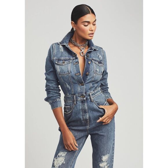 NWT Retrofete Cora Denim Jumpsuit XS - Picture 4 of 16
